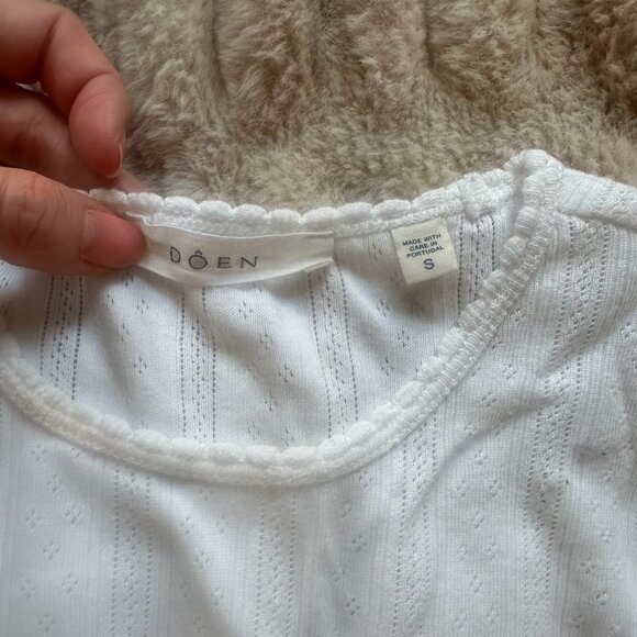 Doen Vivi Tee in Cream Pointelle - Picture 5 of 6